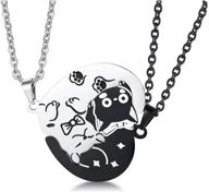 stainless steel yin yang couple puzzle piece pendant necklace - perfect gift for animal lovers logo