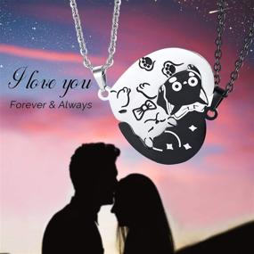 img 2 attached to Stainless Steel Yin Yang Couple Puzzle Piece Pendant Necklace - Perfect Gift for Animal Lovers