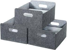 img 4 attached to Light Grey Small Storage Baskets: Organize with Style and Ease (3 Pack)