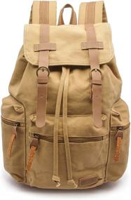 img 4 attached to 🎒 Vintage Canvas Backpack Tan by Sweetbriar