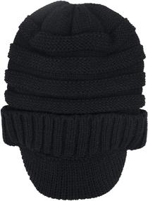 img 2 attached to 🧢 Men's and Women's Winter Beanie Hats with Visor Brim - Cozy Thick Knit Caps for Forbusite