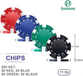 img 2 attached to 🎰 Homwom Casino Poker Chip Set - 200PCS with Aluminum Case: High-Quality 11.5g Chips for Texas Holdem, Blackjack & Gambling