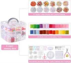 img 3 attached to 🌈 Friendship Bracelet Kit - 3740 Pieces - String, Letter Beads, Multi-Color Embroidery Floss, Elastic Cord, Braiding Disc - Findings for Bracelets, Jewelry Making