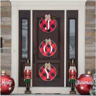 🎄 outdoor christmas door stairs decorations - festive front door decor sign for home, seasonal door wreath for outdoor porch, window, farmhouse wall, fireplace yard - red and black logo