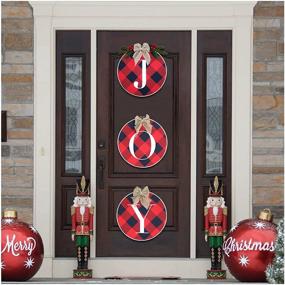 img 4 attached to 🎄 Outdoor Christmas Door Stairs Decorations - Festive Front Door Decor Sign for Home, Seasonal Door Wreath for Outdoor Porch, Window, Farmhouse Wall, Fireplace Yard - Red and Black