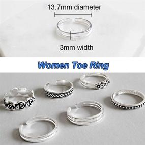 img 2 attached to 🔗 Минималистичное кольцо на открытый носок с широкой полоской из серебра 925 пробы, тонкий дизайн для женщин, размер 2-4.