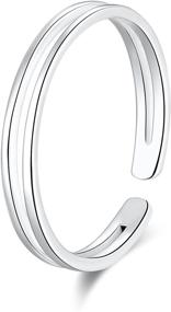 img 4 attached to 🔗 Минималистичное кольцо на открытый носок с широкой полоской из серебра 925 пробы, тонкий дизайн для женщин, размер 2-4.