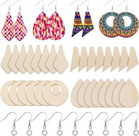 img 4 attached to 🎄 120-Piece Unfinished Wooden Teardrop Blanks for Christmas Wood Earrings - Including Earring Hooks and Jump Rings - Jewelry DIY Craft Making Supplies