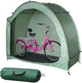 img 3 attached to 🏕️ Waterproof Bike Storage Tent by H&ZT - Durable Polyester Outdoor Tricycle Cover Storage Shed Tent, Portable and Foldable Bike Tent with Pegs