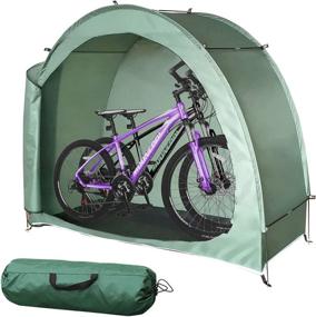 img 4 attached to 🏕️ Waterproof Bike Storage Tent by H&ZT - Durable Polyester Outdoor Tricycle Cover Storage Shed Tent, Portable and Foldable Bike Tent with Pegs