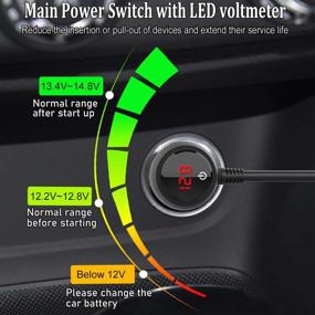 img 1 attached to 🔌 Qidoe 200W Высокая Мощность Разветвитель прикуривателя: 12/24V 3-розеточный автомобильный адаптер постоянного тока с быстрой зарядкой 3.0, 18W USB C выходом, светодиодным вольтметром, выключателем - Многофункциональное зарядное устройство для автомобиля