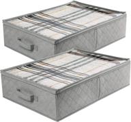 📦 lotfancy underbed storage containers (pack of 2) - sturdy, foldable clothes & blankets organizer with reinforced handles and large clear window - gray, 24” x 16” x 6” логотип