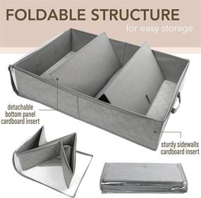 img 3 attached to 📦 LotFancy Underbed Storage Containers (Pack of 2) - Sturdy, Foldable Clothes & Blankets Organizer with Reinforced Handles and Large Clear Window - Gray, 24” x 16” x 6”