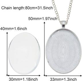 img 1 attached to Premium Julie Wang Oval Bezel Pendant Kit: Glass Cabochons & Chains for Necklace Making | Silver 40x30mm | 10 Sets