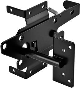 img 4 attached to 🔒 Premium Self-Locking Post Mount Gate Latch - Automatic Gravity Lever Wood Fence Gate Latches with Fasteners/Black Finish Steel - Secure Pool Area