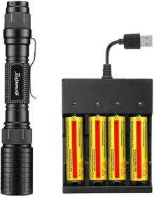 img 4 attached to Tokeyla Thor Fire 18650 Flashlight Bundle – 4PCS 3.7V 5000mAh 18650 Rechargeable Batteries with 4 Slot USB Battery Charger | High 4000 Lumen Zoomable Camping and Hiking Flashlight (Black)