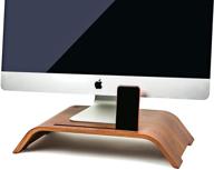 🖥️ maya marie wood monitor stand riser with phone/tablet holder - ideal for pc, laptop, imac, office monitors & more! logo