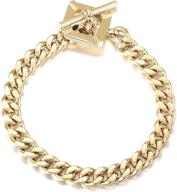 women's chunky miami cuban link bracelet - 18k gold filled stainless steel vintage curb chain with square toggle clasp by ciunofor logo