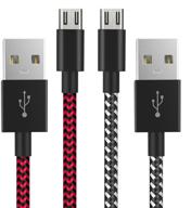 10ft 2 pack nylon braided micro usb charging cable for ps4 controller charger - high-speed data sync cord compatible with playstaion 4, ps4 slim/pro, xbox one s/x controller, android phones logo