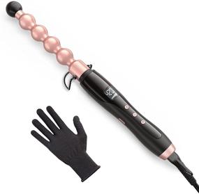 img 4 attached to 🌀 Подпрыгивающая естественная завивка Bubble Wand Curling Iron - Профессиональное керамическое устройство для завивки Bubble Curling Wand для коротких и длинных волос, спиральное устройство для завивки 1 дюймового Bubble Hair Wand - Двойное напряжение