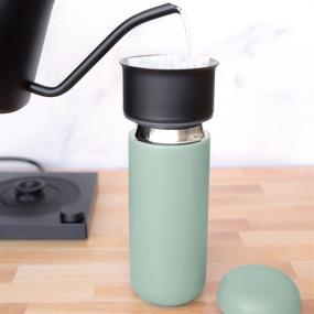 img 2 attached to Fellow Carter Move Travel Mug - Mint Chip Green, 16 oz - Vacuum-Insulated Stainless Steel, Ceramic Interior - Perfect Coffee and Tea Tumbler with Splash Guard