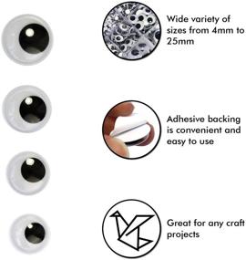 img 3 attached to Self-adhesive Wiggle Eyes - 1221 Pieces in Assorted Sizes for DIY Crafts & Scrapbooking (Classic)