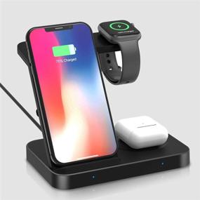 img 4 attached to FACEVER 3 in 1 Wireless Charger Stand for iPhone Apple Watch Airpods, Fast Qi Charging Station for iWatch SE 6 5 4 3 2 1 iPhone 12 11 Pro Xs Max XR X Samsung Galaxy Watch Buds