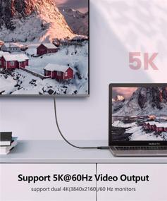 img 2 attached to 💨 Высокоскоростной кабель Thunderbolt 3 (USB-C к USB-C) - передача данных 40 Гбит/с, зарядка 100 Вт, совместим с 5K@60Гц - MacBook, Dell, Alienware, Chromebook и многое другое - серый 3.3фт