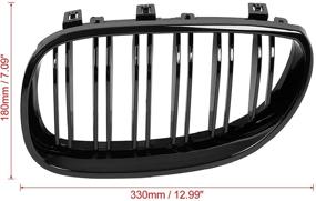 img 2 attached to Glossy Black Car Hood Kidney Bars Front Grille for BMW E60 2003-2009 - Double Line Styling, 4 Door Design