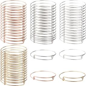 img 4 attached to 💍 Tosnail Pack of 120 Wire Bangle Bracelets – Expandable Blank Bangles | 4 Colors for Jewelry Making