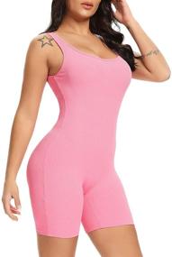 img 2 attached to Fanuerg Women's Sleeveless Ribbed Bodycon Rompers Shorts Jumpsuits for Summer