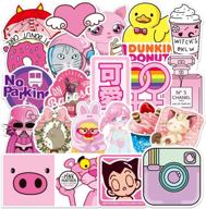💖 100 pcs cutie pink laptop computer vinyl stickers - waterproof trendy stickers for teens girls boys - water bottle sticker pack for laptops, motorcycles, bicycles, skateboards, luggage, phones logo