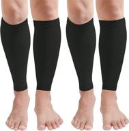 🧦 mgang calf compression sleeve (2 pairs) - footless compression socks for pain relief, swelling, maternity - 20-30mmhg, unisex - ideal for varicose veins, shin splints, nursing, travel - black l/xl logo