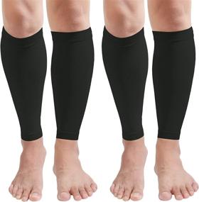 img 4 attached to 🧦 Mgang Calf Compression Sleeve (2 Pairs) - Footless Compression Socks for Pain Relief, Swelling, Maternity - 20-30mmHg, Unisex - Ideal for Varicose Veins, Shin Splints, Nursing, Travel - Black L/XL