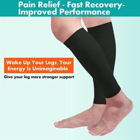 img 1 attached to 🧦 Mgang Calf Compression Sleeve (2 Pairs) - Footless Compression Socks for Pain Relief, Swelling, Maternity - 20-30mmHg, Unisex - Ideal for Varicose Veins, Shin Splints, Nursing, Travel - Black L/XL