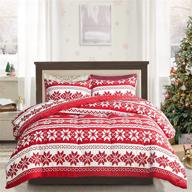 🎄 joyreap christmas themed comforter set - red and light pink snowflake print | soft microfiber breathable all-season comforter for full/queen size bed (90x90 inches) logo
