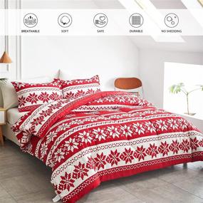 img 2 attached to 🎄 Joyreap Christmas Themed Comforter Set - Red and Light Pink Snowflake Print | Soft Microfiber Breathable All-Season Comforter for Full/Queen Size Bed (90x90 inches)
