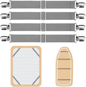 img 4 attached to Держатели для простыней ACEDÉCOR - держатели для простыней - держите простыни на месте с помощью эластичных ленточек с антискользящими зажимами, серого цвета.