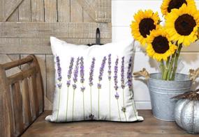 img 1 attached to 🌸 KJONG Lavender Flowers Throw Pillow Cover - White Lavender, Beautiful Beauty Bloom Blue Square Decorative Pillow Case - 18 x 18 Inch, Zippered Pillow Cover for Bedroom Living Room, 2 Sides Print (18X18)