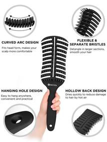 img 2 attached to 💆 HEETA 3Pcs Vent Styling Brush, Hair Shampoo Brush for Dry & Wet Hair, Detangling Hair Comb Set, Silicone Scalp Massager, Blow Dryer Brush for Women Men Kids with Wavy Curly Thick Long Short Hair (Black)