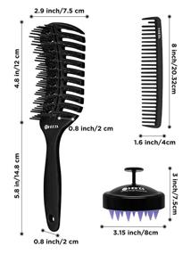 img 1 attached to 💆 HEETA 3Pcs Vent Styling Brush, Hair Shampoo Brush for Dry & Wet Hair, Detangling Hair Comb Set, Silicone Scalp Massager, Blow Dryer Brush for Women Men Kids with Wavy Curly Thick Long Short Hair (Black)