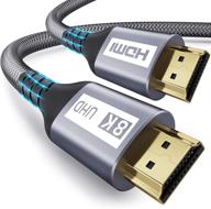 yurnero кабель hdmi 2.1 на 10 футов - поддержка разрешений ultra hd 8k@60hz и 4k@120hz с пропускной способностью 48 гбит/c 🔌 высокая скорость, поддержка 3d и аудиообратного канала - совместимость с fire tv, ps5, ps4, ps3, пк логотип