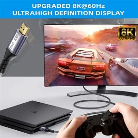 img 2 attached to Yurnero Кабель HDMI 2.1 на 10 футов - Поддержка разрешений Ultra HD 8K@60Hz и 4K@120Hz с пропускной способностью 48 Гбит/c 🔌 Высокая скорость, поддержка 3D и аудиообратного канала - Совместимость с Fire TV, PS5, PS4, PS3, ПК