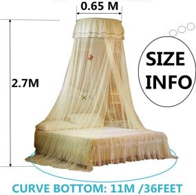 img 2 attached to 👑 Princess Bed Canopies Netting with Elegant Lace - Purple | Petforu Mosquito Net Dome with 2 Butterflies for Decor