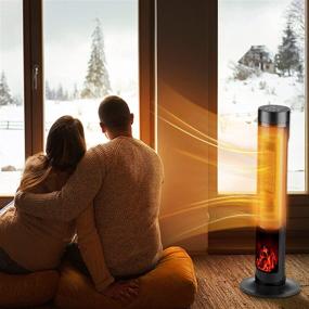 img 1 attached to LEISURELIFE Portable Tower Space Heater for Bedroom with Volcano Design, Oscillation, Remote Control, 12-hour Timer, Temperature Display