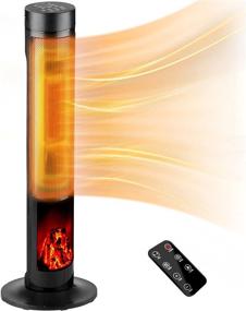 img 4 attached to LEISURELIFE Portable Tower Space Heater for Bedroom with Volcano Design, Oscillation, Remote Control, 12-hour Timer, Temperature Display