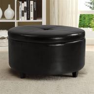 🪑 black round leatherette storage ottoman with lid for living room chair - pawnova logo