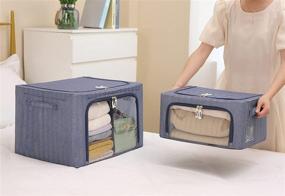 img 1 attached to 📦 2Pack Stackable Storage Bins with Clear Window, Label Holder, and Durable Carry Handles - Large Sturdy Storage Bags for Clothes Organization