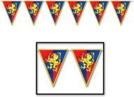 🏰 beistle medieval pennant banner, red/blue/yellow - party supplies logo