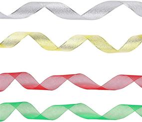img 1 attached to 🎁 Livder 4 Rolls 4/5 Inch Christmas Metallic Glitter Organza Ribbons: Golden, Silvery, Red, Green - Perfect for Gift Wrapping and Christmas Decor
